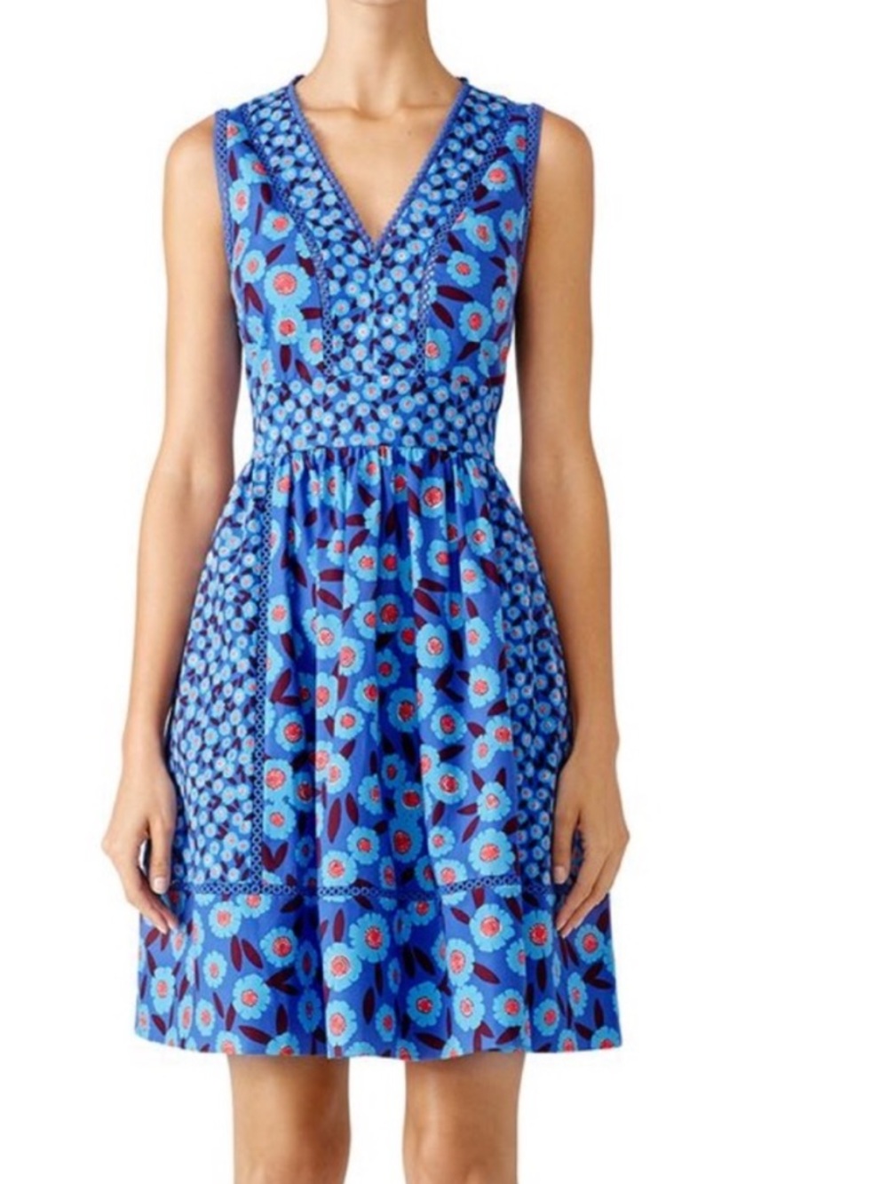 Kate Spade Tangier Fit and Flare Cotton Blend Floral Dress